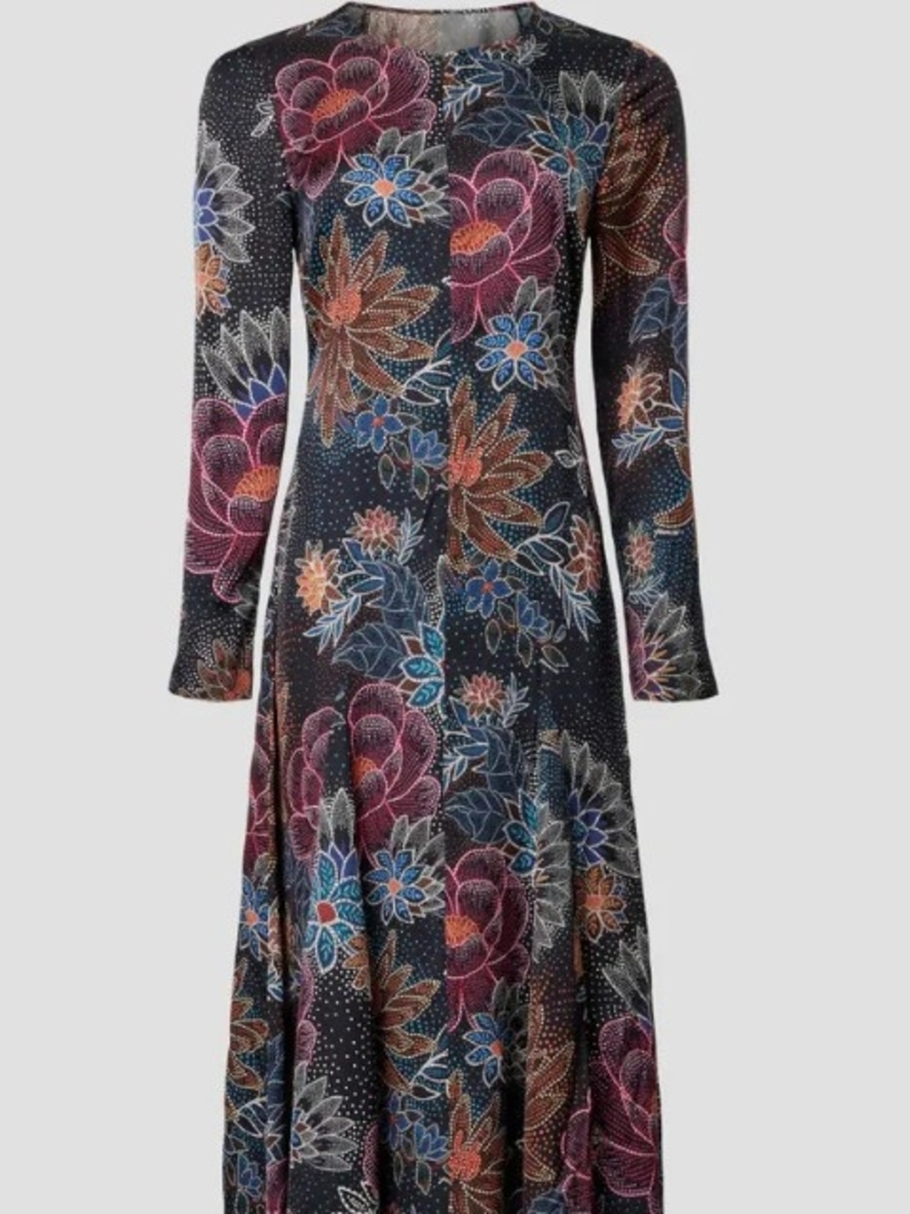 FARM Rio Black Long Sleeve Maxi Dress with Pink, Blue & Orange Floral Print